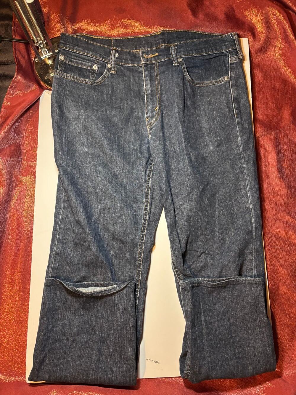 Levi 541 Jeans Mens 32x32 Straight Relaxed Dark Wash Red Tab Leather Patch